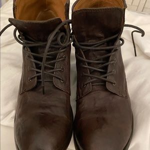 Dark Brown LEATHER FRYE 8.5 Lace Up Ankle Boots